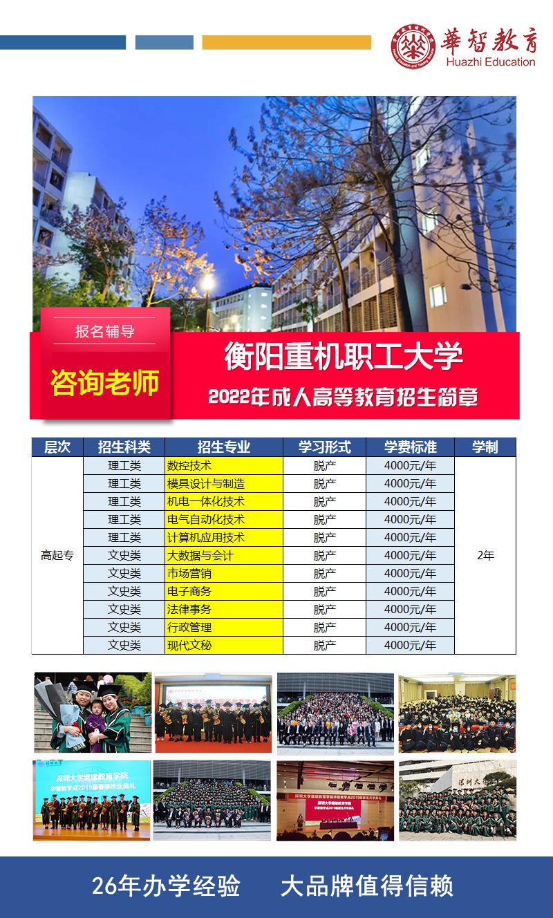 衡阳重机职工大学成人高考招生简章