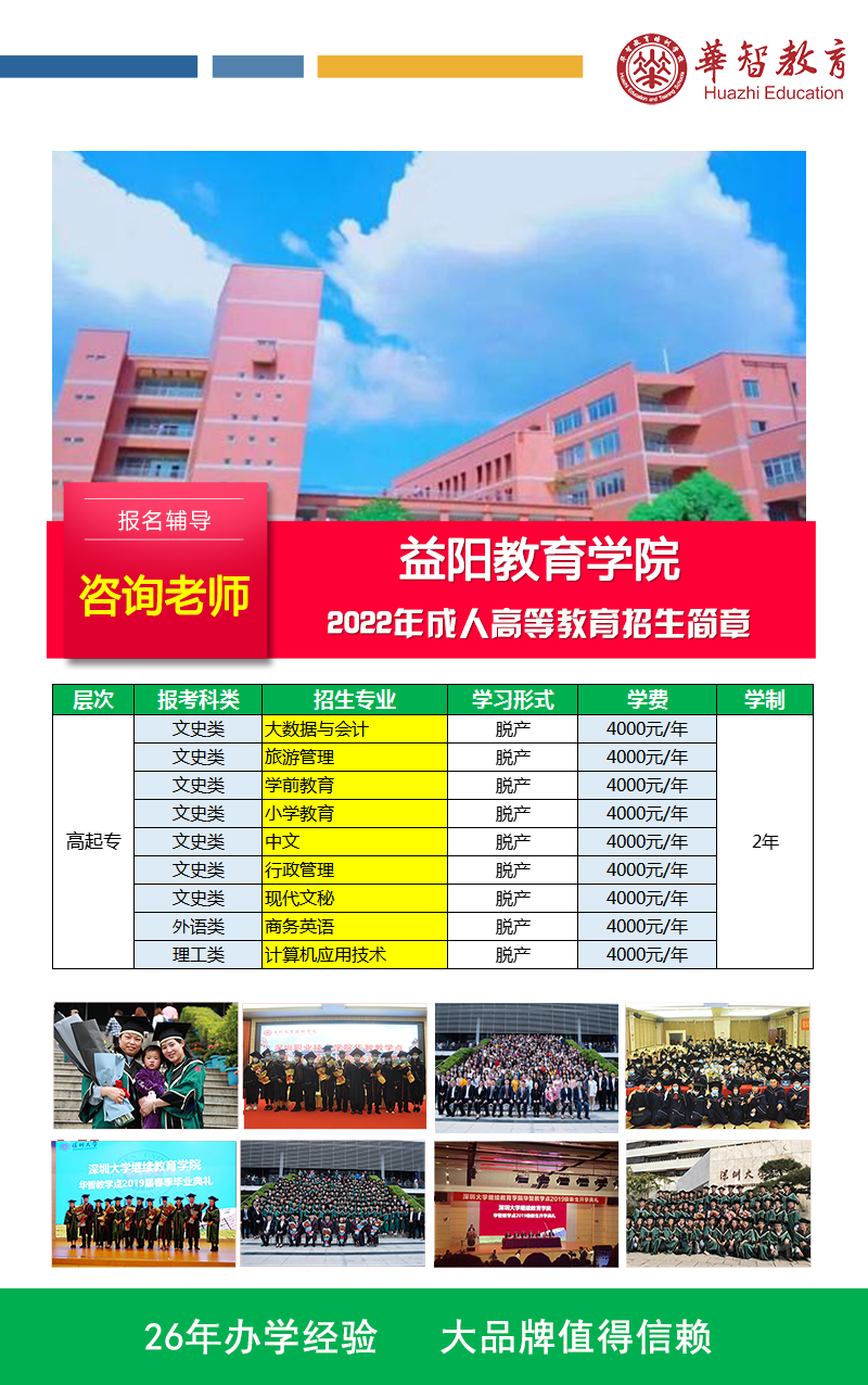 益阳教育学院成人高考招生简章