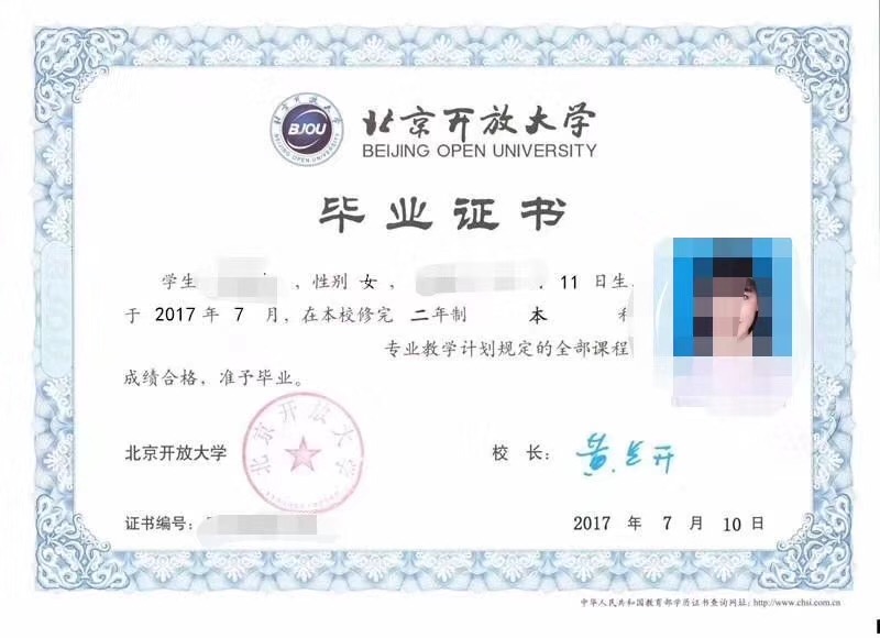 北京开放大学毕业证（原北京开放大学）